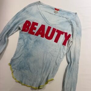 Jet Set Italy‎ Vintage Y2K Beauty Parade Pointelle Tie Dye Long Sleeve Top XL
